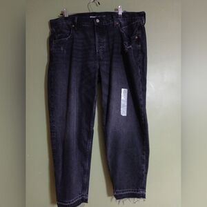 Old Navy High Rise Slouchy Straight Black Denim Jeans Size 14 Button Fly Grunge